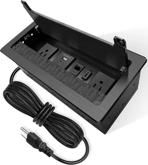 Conference Table Power Hub with 9.8FT Power Cord, Table Top Box with 2 AC Power+2 USB-A Charger+1 HDMI+1 RJ45(CAT6)+1 USB-C Data +1 Audio, Tabletop Multimedia Connectivity Box for Conference Room Conference Table Power Hub with 9.8FT Power Cord, Table Top Box with 2 AC Power+2 USB-A Charger+1 HDMI+1 RJ45(CAT6)+1 USB-C Data +1 Audio, Tabletop Multimedia Connectivity Box for Conference Room