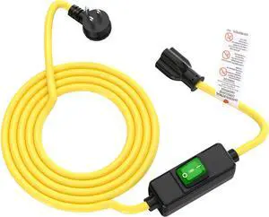 15FT Waterproof Extension Cord with On/Off Switch - NEMA 5-15P to 5-15R/ 5-20R/ 6-15R/ 6-20R, 12AWG SJTW Outdoor Power Cable, IP57 Rated, 23A 125V, Ideal for Outdoor Lights, Pumps, Christmas Trees 15FT Waterproof Extension Cord with On/Off Switch - NEMA 5-15P to 5-15R/ 5-20R/ 6-15R/ 6-20R, 12AWG SJTW Outdoor Power Cable, IP57 Rated, 23A 125V, Ideal for Outdoor Lights, Pumps, Christmas Trees
