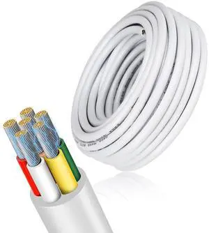 18 Gauge 6 Conductor Electrical Wire, 32.8 FT Low Voltage 18/6 Tinned Copper Stranded 6 Wire Cable, 18 AWG White Flexible Extension Cord for Sprinkler, Thermostat, Irrigation, Speaker, Automotive Etc 18 Gauge 6 Conductor Electrical Wire, 32.8 FT Low Voltage 18/6 Tinned Copper Stranded 6 Wire Cable, 18 AWG White Flexible Extension Cord for Sprinkler, Thermostat, Irrigation, Speaker, Automotive Etc