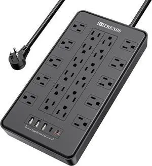 HITRENDS Power Strip with USB C, Surge Protector Power Strip with 22 Outlet & 3 USB A Ports & 2 USB C Port, 1875W/15A Multiplug with Flat Plug, 6 Ft Extension Cord for Home Office HITRENDS Power Strip with USB C, Surge Protector Power Strip with 22 Outlet & 3 USB A Ports & 2 USB C Port, 1875W/15A Multiplug with Flat Plug, 6 Ft Extension Cord for Home Office