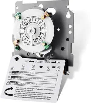 Upgraded T104M Mechanical Timer Switch (Mechanism Only), 24-Hour Heavy-Duty Timer Switch for Pool Pumps Lighting, 208V-277V 40A DPST, with High-Contrast White Dial, with 4 Pairs of Trippers Included Upgraded T104M Mechanical Timer Switch (Mechanism Only), 24-Hour Heavy-Duty Timer Switch for Pool Pumps Lighting, 208V-277V 40A DPST, with High-Contrast White Dial, with 4 Pairs of Trippers Included