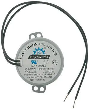 TYJ50-8A Synchronous Motor AC 100-120V 50/60Hz 4W 2.5-3rpm/min CW/CCW with UL TYJ50-8A Synchronous Motor AC 100-120V 50/60Hz 4W 2.5-3rpm/min CW/CCW with UL