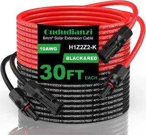 Solar Extension Cable with Female and Male Connector with Extra Free Pair of Connectors Solar Panel Adaptor Kit Tool (30Ft 10AWG) Solar Extension Cable with Female and Male Connector with Extra Free Pair of Connectors Solar Panel Adaptor Kit Tool (30Ft 10AWG)