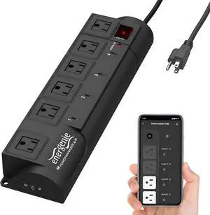 Smart Plug Power Strip, 6sockets with 2 Always on Outlets, WiFi Surge Protector Compatible with Alexa & Google Home,Wall Mountable,Home Office Multi-Plug Extender, Black Smart Plug Power Strip, 6sockets with 2 Always on Outlets, WiFi Surge Protector Compatible with Alexa & Google Home,Wall Mountable,Home Office Multi-Plug Extender, Black