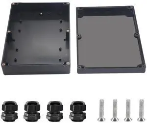 Project Box ABS Black Electrical Boxes IP67 Outdoor Waterproof box Electronic Junction Box Power Enclosure with Cable Glands for DIY Project 10.4 x 7.2 x 2.4 inch (263x182x60mm) Project Box ABS Black Electrical Boxes IP67 Outdoor Waterproof box Electronic Junction Box Power Enclosure with Cable Glands for DIY Project 10.4 x 7.2 x 2.4 inch (263x182x60mm)