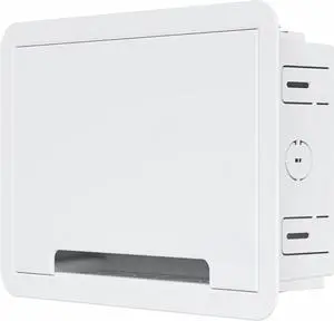9-Inch Recessed in-Wall TV Media Box with Cable Management - Structured Wiring Enclosure Compatible with Streaming Media Players and TV Connection Systems - WiFi Friendly Design (White) 9-Inch Recessed in-Wall TV Media Box with Cable Management - Structured Wiring Enclosure Compatible with Streaming Media Players and TV Connection Systems - WiFi Friendly Design (White)