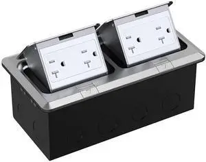 WEBANG Dual Pop-Up Floor Box Electrical Kit, 20A Tamper-Weather Resistant Duplex Receptacle Outlet, Corrosive Resistant Hardware, with Watertight Gasket, ETL Listed, Brushed Nickel WEBANG Dual Pop-Up Floor Box Electrical Kit, 20A Tamper-Weather Resistant Duplex Receptacle Outlet, Corrosive Resistant Hardware, with Watertight Gasket, ETL Listed, Brushed Nickel