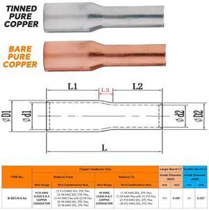 10PCS Step Down Butt Splice Connectors 1/0 AWG to 6 AWG Non-Insulated Reducing Splices,Pure Copper for Corrosion Resistance & Strong Crimps for Wire Splice Connectors,with 10PCS 3:1 Heat Shrinks 10PCS Step Down Butt Splice Connectors 1/0 AWG to 6 AWG Non-Insulated Reducing Splices,Pure Copper for Corrosion Resistance & Strong Crimps for Wire Splice Connectors,with 10PCS 3:1 Heat Shrinks