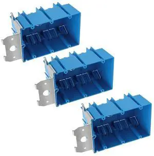 PVC Blue Adjustable Electrical Box Outlet,49 Cu.in.Adjustable 3 Gang Electrical Box,ETL,for Construction(Pack of 3) PVC Blue Adjustable Electrical Box Outlet,49 Cu.in.Adjustable 3 Gang Electrical Box,ETL,for Construction(Pack of 3)