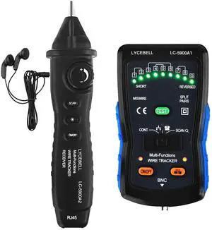 Network Cable Tester for RJ45 RJ11, Ethernet Tester Wire Tracer Tone Generator and Probe Kit for Cat4 Cat3 BNC, Circuit Tracer Poe LAN Tester with Earphone Lamp, Break Locator Line Finder Tool Network Cable Tester for RJ45 RJ11, Ethernet Tester Wire Tracer Tone Generator and Probe Kit for Cat4 Cat3 BNC, Circuit Tracer Poe LAN Tester with Earphone Lamp, Break Locator Line Finder Tool