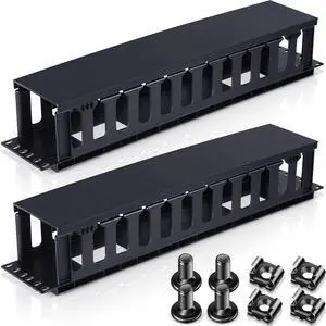 Taiyin 2 Pcs 2u 19 Inch Horizontal Cable Management Panel, 12 Slot Rack Cable Organizer with Removable Cover for Server & Network Rack Taiyin 2 Pcs 2u 19 Inch Horizontal Cable Management Panel, 12 Slot Rack Cable Organizer with Removable Cover for Server & Network Rack