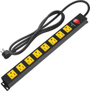 Metal 8 Outlet Long Mountable Power Strip with 1200J Surge Protector,Wall Mount Heavy Duty Power Strip with Switch,6FT Cord Metal 8 Outlet Long Mountable Power Strip with 1200J Surge Protector,Wall Mount Heavy Duty Power Strip with Switch,6FT Cord