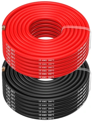 MMOBIEL 10 AWG Electrical Silicone Wire - 10 Gauge (5.26mm²) Tinned Copper Cable - 2 Separate Wires Red & Black Each 10 m / 32.8 ft for RC, Drones, Batteries, Speaker Wires, Led Strips MMOBIEL 10 AWG Electrical Silicone Wire - 10 Gauge (5.26mm²) Tinned Copper Cable - 2 Separate Wires Red & Black Each 10 m / 32.8 ft for RC, Drones, Batteries, Speaker Wires, Led Strips