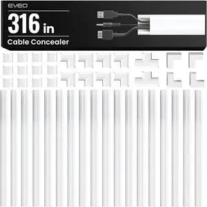 300" Cable Concealer on wall Raceway - Paintable Cord Cover for wall Mounted TVs - Cable Management Kit Including Connectors & Adhesive Strips Connected to Raceway 300" Cable Concealer on wall Raceway - Paintable Cord Cover for wall Mounted TVs - Cable Management Kit Including Connectors & Adhesive Strips Connected to Raceway