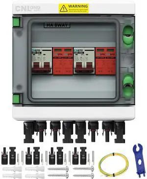 2 Strings Solar Disconnect Switch 32 Amp DC 500V Circuit Breaker with Lightning Surge Protector Arrester and IP65 Waterproof PV Combiner Breaker Box 2 in 2 Out for Solar Panel System 2 Strings Solar Disconnect Switch 32 Amp DC 500V Circuit Breaker with Lightning Surge Protector Arrester and IP65 Waterproof PV Combiner Breaker Box 2 in 2 Out for Solar Panel System