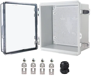 Waterproof Electrical Box, IP67 Junction Box Stainless Steel Latch Hinged Clear Cover Project Enclosure with Wall Bracket 8" x 8" x 5" Waterproof Electrical Box, IP67 Junction Box Stainless Steel Latch Hinged Clear Cover Project Enclosure with Wall Bracket 8" x 8" x 5"