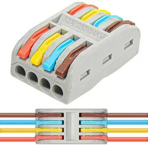 Wire Connectors Nuts, 30pcs 4 Conductor Compact Splicing Wire Connectors, 4 in 4 Out Lever Wire Nut, 4 Circuit Inline Splices 28-12 AWG Wire Connectors Nuts, 30pcs 4 Conductor Compact Splicing Wire Connectors, 4 in 4 Out Lever Wire Nut, 4 Circuit Inline Splices 28-12 AWG