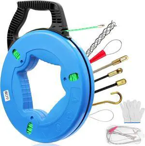 Fish Tape Wire Puller 4.5mm 196FT, Electrical Fish Tape with 7 pcs Leader Tip, Fish Tape Fiberglass, PET Wire Fishing Tools Cable Running Rod with Steel Reel Stand for Wiring Fish Tape Wire Puller 4.5mm 196FT, Electrical Fish Tape with 7 pcs Leader Tip, Fish Tape Fiberglass, PET Wire Fishing Tools Cable Running Rod with Steel Reel Stand for Wiring