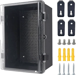 Junction Box, Hinged Black Clear Cover IP67 Waterproof ABS Project Box with Mounting Plate Electrical Box Enclosure with Wall Bracket 11.4 x 7.5 x 5.5inch(290x190x140mm) Junction Box, Hinged Black Clear Cover IP67 Waterproof ABS Project Box with Mounting Plate Electrical Box Enclosure with Wall Bracket 11.4 x 7.5 x 5.5inch(290x190x140mm)