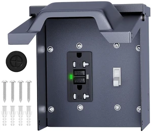 Joinfworld Outdoor Electrical Outlet Box with 20 Amp WRTR GFCI Receptacle and Switch ETL Listed Weatherproof GFCI Outlet Box with 3R Enclosure Rainproof Cover Joinfworld Outdoor Electrical Outlet Box with 20 Amp WRTR GFCI Receptacle and Switch ETL Listed Weatherproof GFCI Outlet Box with 3R Enclosure Rainproof Cover