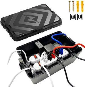 Large Outdoor Electrical Box, IP54 Waterproof Extension Cord Cover (12.6 x 8.7 x 5.1 in) Weatherproof Outdoor Outlet Box for Holiday Lights, Pool Pump, EV Charger (Black, Large) Large Outdoor Electrical Box, IP54 Waterproof Extension Cord Cover (12.6 x 8.7 x 5.1 in) Weatherproof Outdoor Outlet Box for Holiday Lights, Pool Pump, EV Charger (Black, Large)