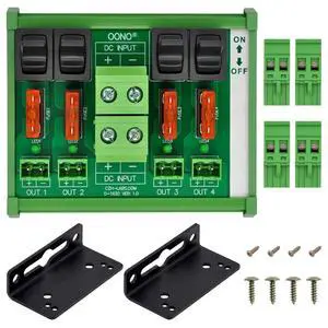 DC Power Distribution Module, Rocker Switch, Fused, Pluggable Top Wiring Terminal Block, DIN Rail and Screw Mount (4 Channel) DC Power Distribution Module, Rocker Switch, Fused, Pluggable Top Wiring Terminal Block, DIN Rail and Screw Mount (4 Channel)