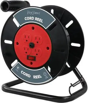 Extension Cord Storage Reel with 4-Grounded Outlets, Heavy Duty Open Cord Reel for 12/3 14/3 16/3 Power Cords, Portable Empty Hand Crank Electric Cord Roller Holder, Red Extension Cord Storage Reel with 4-Grounded Outlets, Heavy Duty Open Cord Reel for 12/3 14/3 16/3 Power Cords, Portable Empty Hand Crank Electric Cord Roller Holder, Red