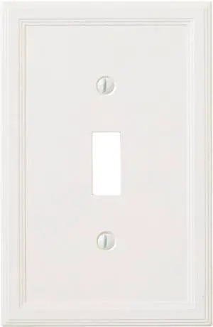 Questech Decor Single Toggle Insulated Light Switch Cover, 1-Gang Electrical Wall Plate, Single Switch Standard Size Receptacle Cover, Decorative Cornice Design, White Questech Decor Single Toggle Insulated Light Switch Cover, 1-Gang Electrical Wall Plate, Single Switch Standard Size Receptacle Cover, Decorative Cornice Design, White
