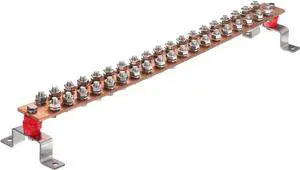 MECCANIXITY 1 Set Wall Mounted 24" x 2" x 0.24" Copper Ground Bar with 38 Terminal Positions Ground Bar Kits MECCANIXITY 1 Set Wall Mounted 24" x 2" x 0.24" Copper Ground Bar with 38 Terminal Positions Ground Bar Kits