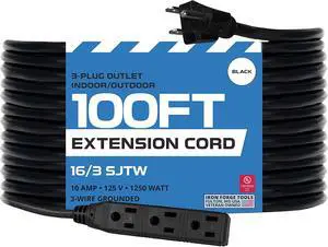 Iron Forge Cable 3 Outlet Power Strip Outdoor Extension Cord 100 ft, 16/3 Heavy Duty Black Extension Cord with Multiple Outlets 3 Prong, Weatherproof Outdoor & Indoor Power Cable - US Veteran Owned Iron Forge Cable 3 Outlet Power Strip Outdoor Extension Cord 100 ft, 16/3 Heavy Duty Black Extension Cord with Multiple Outlets 3 Prong, Weatherproof Outdoor & Indoor Power Cable - US Veteran Owned
