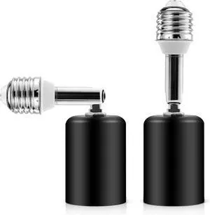 E26 Light Socket Extender - Metal Housing & Ceramic Socket, 360 Rotate, 90 Adjustable, 150W@110V, Heat-Resistant, Rock-Black Color, Perfect for Lamps, Fans, Light Bulb Cameras (2) E26 Light Socket Extender - Metal Housing & Ceramic Socket, 360 Rotate, 90 Adjustable, 150W@110V, Heat-Resistant, Rock-Black Color, Perfect for Lamps, Fans, Light Bulb Cameras (2)