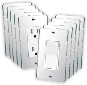 10PC Mirror Light Switch Plates Single Rocker 4.72" X 2.91" Switch Light Cover Durable Wall Plates Decorative Outlet Covers Acrylic MirroredSingle Rocker 10PC Mirror Light Switch Plates Single Rocker 4.72" X 2.91" Switch Light Cover Durable Wall Plates Decorative Outlet Covers Acrylic MirroredSingle Rocker