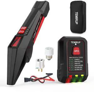 Circuit Breaker Finder Tool Kit with GFCI Outlet Tester, 90-135V Electrical Circuit Tracer Tool with Color LCD, NCV Test & Flashlight, Includes Light Socket Adapter, 3-2 Prong Grounding & Clip Adapter Circuit Breaker Finder Tool Kit with GFCI Outlet Tester, 90-135V Electrical Circuit Tracer Tool with Color LCD, NCV Test & Flashlight, Includes Light Socket Adapter, 3-2 Prong Grounding & Clip Adapter