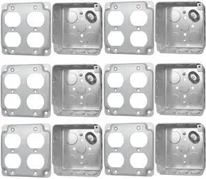 6-Set 4X4 Metal Electrical Junction Box Set Includes 1-Gang Exposed Work Cover, 21 cu. in. Capacity, 1-1/2" Deep, Galvanized Steel for Double Duplex Receptacle (6 Boxes + Covers) 6-Set 4X4 Metal Electrical Junction Box Set Includes 1-Gang Exposed Work Cover, 21 cu. in. Capacity, 1-1/2" Deep, Galvanized Steel for Double Duplex Receptacle (6 Boxes + Covers)