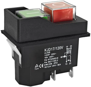 KJD17 Electromagnetic Pushbutton Switch - 120V/220V 4-Pin 16A for Garden Tools and Power Tools KJD17 Electromagnetic Pushbutton Switch - 120V/220V 4-Pin 16A for Garden Tools and Power Tools
