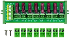 Screw Mount DC 5-32V 8 Channel Pluggable Top Wiring Terminal Block Power Distribution Fuse Module, HCDC HD064VP Screw Mount DC 5-32V 8 Channel Pluggable Top Wiring Terminal Block Power Distribution Fuse Module, HCDC HD064VP