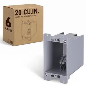 LEONLITE 20 Cubic Inch Old Work Electrical Outlet Box One Gang, Ultra-deep Device Box, PVC Electrical Junction Box for Switch, GFCI, Outlet Box for Home Improvement, ETL Listed, Gray, Pack of 6 LEONLITE 20 Cubic Inch Old Work Electrical Outlet Box One Gang, Ultra-deep Device Box, PVC Electrical Junction Box for Switch, GFCI, Outlet Box for Home Improvement, ETL Listed, Gray, Pack of 6