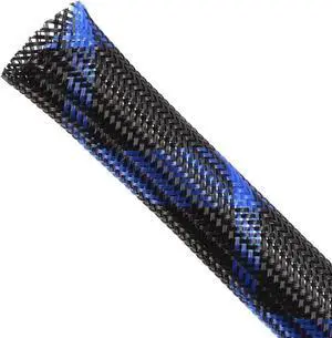 Expandable Braided Sleeving, PET Automotive Wire Loom, Flexible Cable Management for Audio Video and Other Home Device, Cord Protector from Pets (Black Blue, 1/2" x 100ft) Expandable Braided Sleeving, PET Automotive Wire Loom, Flexible Cable Management for Audio Video and Other Home Device, Cord Protector from Pets (Black Blue, 1/2" x 100ft)