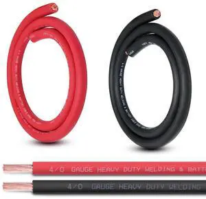 4/0 Gauge Battery Cable, 5F T Red + 5FT Black 4/0 AWG Pure Copper Wire Welding Cable, for Automotive, Battery, Solar and Generator, Standard USA OFC Wire 4/0 Gauge Battery Cable, 5F T Red + 5FT Black 4/0 AWG Pure Copper Wire Welding Cable, for Automotive, Battery, Solar and Generator, Standard USA OFC Wire