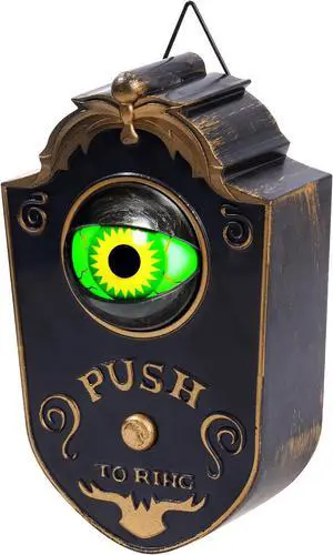 Halloween Doorbell, Animated Eyeball Haunted Doorbell Halloween Decoration with Spooky Sounds, Trick or Treat Event for Halloween Party House Decor, Black Halloween Doorbell, Animated Eyeball Haunted Doorbell Halloween Decoration with Spooky Sounds, Trick or Treat Event for Halloween Party House Decor, Black