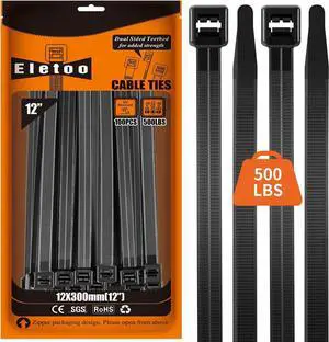 12 inch Black Zip Ties Heavy Duty (400 Pack), 2024 New Patented Design, 400 LBS Tensile Strength, Self-Locking Nylon PA66 UV Resistant Cable Ties for Indoor and Outdoor Use (Black, 12(400PCS)) 12 inch Black Zip Ties Heavy Duty (400 Pack), 2024 New Patented Design, 400 LBS Tensile Strength, Self-Locking Nylon PA66 UV Resistant Cable Ties for Indoor and Outdoor Use (Black, 12(400PCS))