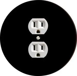 Island Gifting - Solid Black Circle Design - Round Duplex Outlet Cover Plate, Decorative Wall Plate, Modern Electrical Outlet Cover for Home Island Gifting - Solid Black Circle Design - Round Duplex Outlet Cover Plate, Decorative Wall Plate, Modern Electrical Outlet Cover for Home