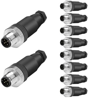 10Pcs M12 5Pin Male Aviation Connector A Code, IP67 Waterproof Industrial Field Assembly Sensor Plug 12mm Straight for Circular Socket Panel 10Pcs M12 5Pin Male Aviation Connector A Code, IP67 Waterproof Industrial Field Assembly Sensor Plug 12mm Straight for Circular Socket Panel