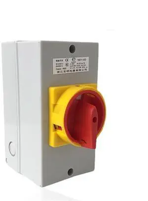 YMD11-63D ON-Off Two Positions Isolator Disconnect Switch 63A 3P Padlock Cam Changeover with IP65 Waterproof Box Enclosure YMD11-63D ON-Off Two Positions Isolator Disconnect Switch 63A 3P Padlock Cam Changeover with IP65 Waterproof Box Enclosure