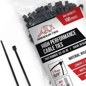 11-inch Black Zip Ties Heavy Duty UV Resistant Nylon Cable Ties, 50lb Tensile Strength, 1000-Pack - Durable Wire Ties, Heavy Duty Tie Strap Indoor and Outdoor Cable Management Solution by ARMOUR TIES 11-inch Black Zip Ties Heavy Duty UV Resistant Nylon Cable Ties, 50lb Tensile Strength, 1000-Pack - Durable Wire Ties, Heavy Duty Tie Strap Indoor and Outdoor Cable Management Solution by ARMOUR TIES