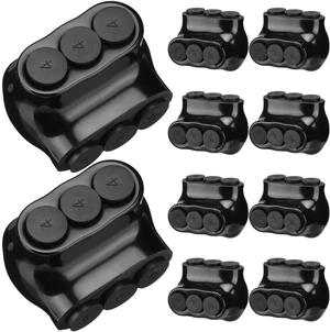 Kanayu 10 Pcs Black Insulated Multi Cable Connector, 3 Ports Electric Wire Connectors and Soldering Lugs, Single Side Entry Cable Splicers, with Oxide Inhibitor (14-4AWG Range,1.57" x 1.26") Kanayu 10 Pcs Black Insulated Multi Cable Connector, 3 Ports Electric Wire Connectors and Soldering Lugs, Single Side Entry Cable Splicers, with Oxide Inhibitor (14-4AWG Range,1.57" x 1.26")