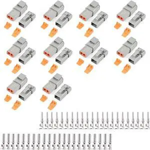JRready ST6251 Deutsch DTP Connector Kit 2 Pin Waterproof Connectors 10 Sets with Size 12 Stamped Contacts/Terminals 14-12AWG 22Pairs JRready ST6251 Deutsch DTP Connector Kit 2 Pin Waterproof Connectors 10 Sets with Size 12 Stamped Contacts/Terminals 14-12AWG 22Pairs