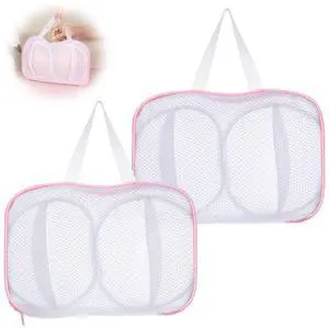2 Pack Large Bra Laundry Bags for Washing Machine, Brassiere Wash Bags for Laundry, Lingerie Bag for Washing Delicates, Pink Bra Washer Protector 2 Pack Large Bra Laundry Bags for Washing Machine, Brassiere Wash Bags for Laundry, Lingerie Bag for Washing Delicates, Pink Bra Washer Protector