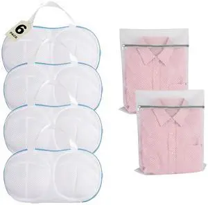 6 Pack Bra Laundry Bags for Washing Machine, Lingerie Bag for Washing Delicates Underwear Brassiere, Women's Bra Washer Protector for Laundry, Suitable for A-D Cups 6 Pack Bra Laundry Bags for Washing Machine, Lingerie Bag for Washing Delicates Underwear Brassiere, Women's Bra Washer Protector for Laundry, Suitable for A-D Cups