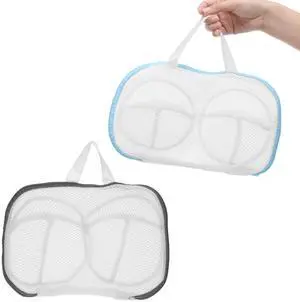 2 Pack Bra Washing Bags for Laundry Machine, Large Mesh Brassiere Protector for Delicates, Lingerie Wash Bag (Blue & Gray, 11 x 7.7 Inches) 2 Pack Bra Washing Bags for Laundry Machine, Large Mesh Brassiere Protector for Delicates, Lingerie Wash Bag (Blue & Gray, 11 x 7.7 Inches)